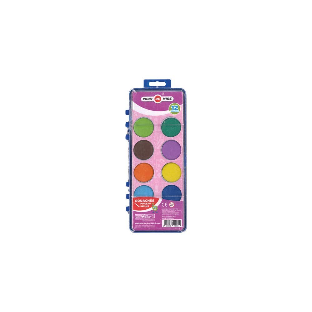 12 Past Gouaches 28 mm + 1 Pin Schreibwaren, Schulbedarf