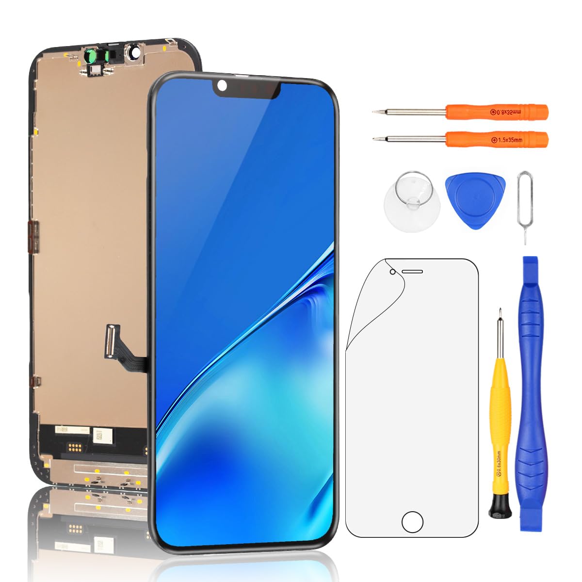 Yodoit Display für Phone 14 LCD Display Bildschirm Vormontiert Schwarz Glas Ersatz mit Reparaturset 6,1 Zoll 3D Touch Digitizer mit Reparaturwerkzeug Kit