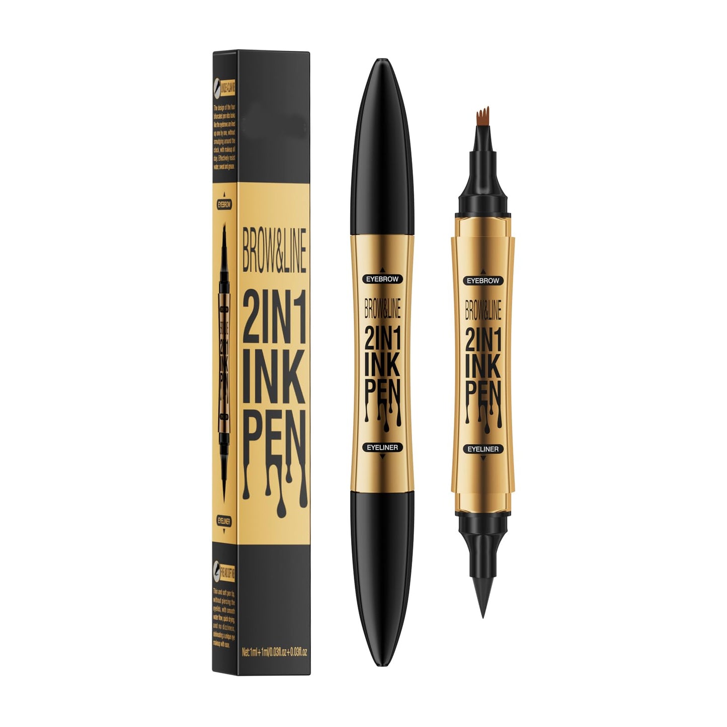 77Tkiop 2-in-1 magischer Augenbrauenstift – Augenbrauenstift mit 2 Enden, 4 Gabelspitzen, Make-up-Werkzeug für Augenbrauen, Eyeliner, Haaransatz, langlebig, wasserfest, wischfest (03#Grau)