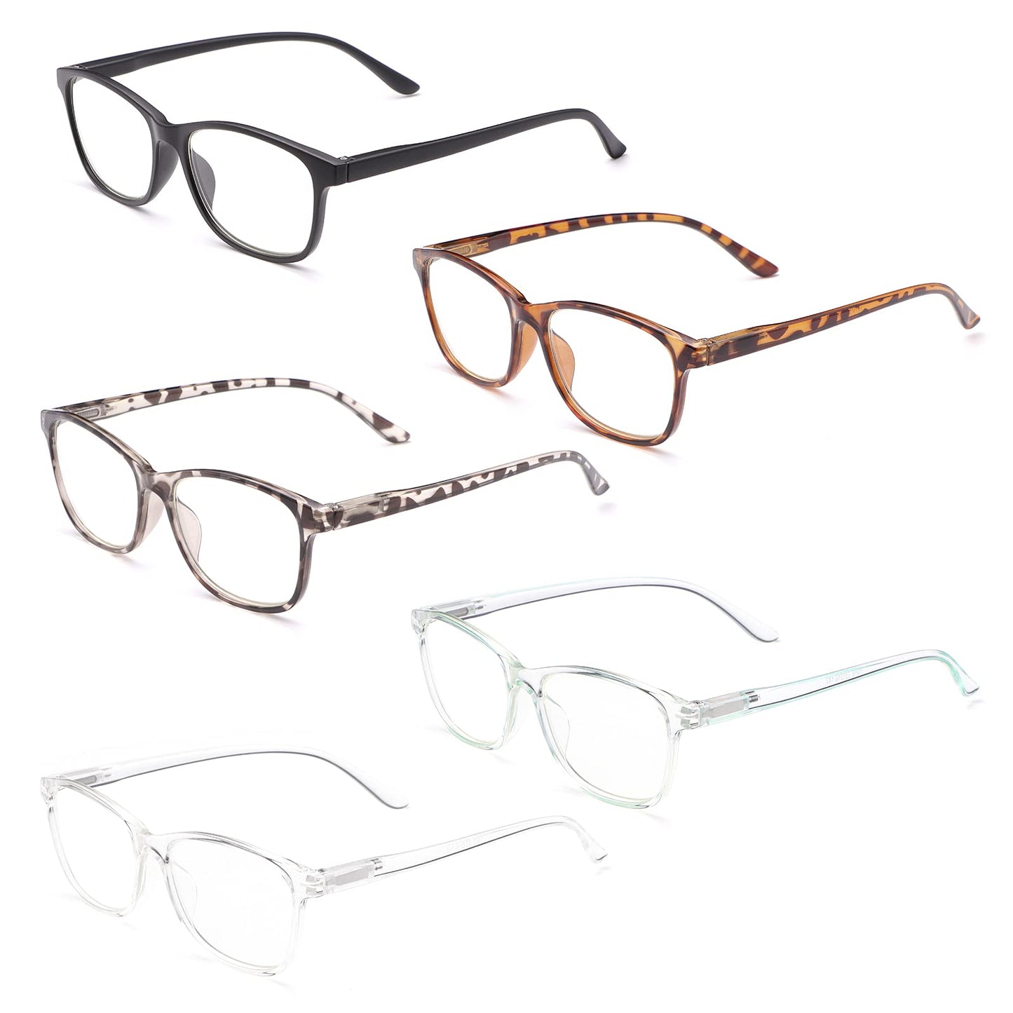 YIMI 5er-Pack Lesebrille Blaulichtfilter Brille für Damen und Herren Federscharnier Lesehilfe Blendfreie UV Leichte Brille Komfortabel Mode Leser Klare Linse Anti-Blaulicht Gegen UV, Anti-Ermüdung