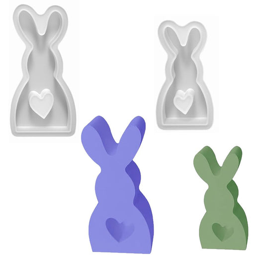 YEJAHY 2 Stück Ostern Kaninchen Silikonform, 3D Kaninchen Gießform Ostern, Kaninchen Gießform Ostern, DIY Hasenform für Ostern, Ostergeschenke, Handwerk (A)