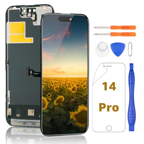Yodoit für iPhone 14 Pro 6.1 Zoll LCD Bildschirm FHD Touch Display Digitizer mit Reparatur Kit, Schutzfolie, Kompatibel mit Modell A2650, A2889, A2892, A2891, A2890