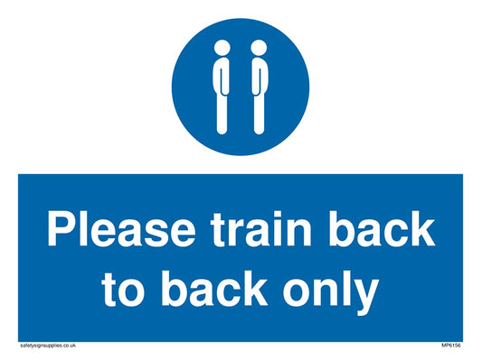5 Stück – Please train back to back only Schild – 200 x 150 mm – A5L