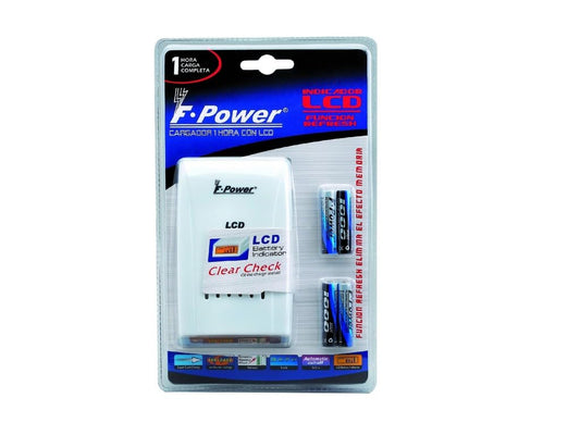 1H LCD Schnellladegerät mit 2 x LR6 2700 mAh Batterien und 2 x LR03 1000 mAh Batterien. Ideal, um Ihre Geräte immer bereit zu halten.