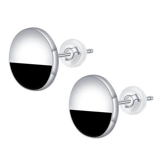 Yinsen Ohrstecker Silber 925 Damen, Schwarz Ohrringe Achat mit Schmuck Geschenke für Herren Damen