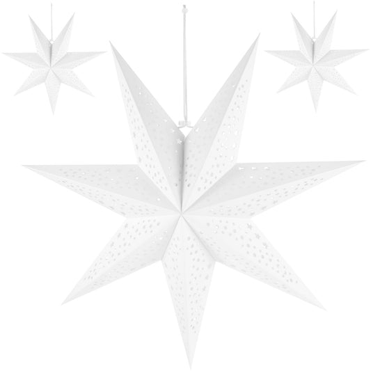3st Heptagon Lampenschirm Weihnachtssternlaterne Aus Papier Stern-hängelaterne Pendelleuchtenschirm Papierstern-laternendecke Sternförmiger Lampenschirm Weiß Led 3d Eckpapier