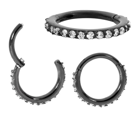 365 SLEEPERS Chirurgenstahl 16G 7 mm - 14 mm Edelstein Scharnier Segmentring Helix Tragus Septum Nase Hoop Huggie Sleeper Ohrring Körperpiercing Schmuck, Edelstahl