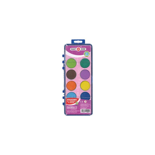 12 Past Gouaches 28 mm + 1 Pin Schreibwaren, Schulbedarf
