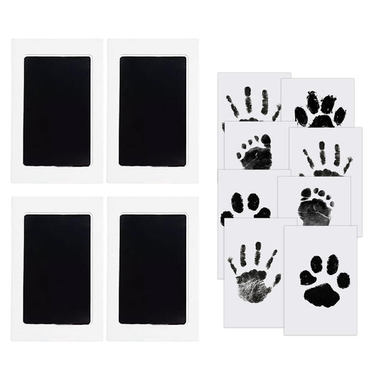 4 Stück Pfotenabdruck Set Hund Fußabdruck Baby 95 * 57mm Baby Fussabdruck Set Wiederverwendbar Fussabdruck Baby Geeignet Als Geschenk für Säuglinge Im Alter Von 0-3 Monaten(Schwarz)