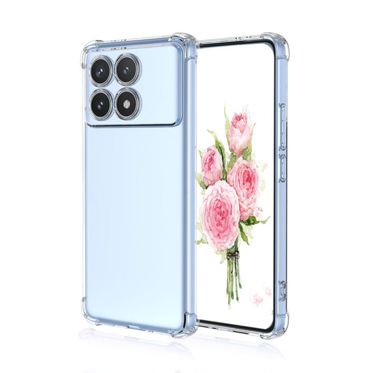YUECXIN Hülle für Xiaomi Poco F6 Pro, Premium Transparent Ultra Dünn Weich Stoßfest Silikon TPU Bumper Schutzhülle, Exquisit Mustern Handyhülle, Transparent