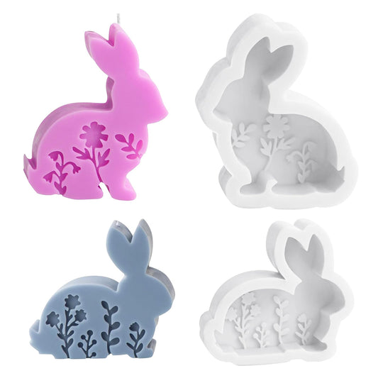 YumSur 2 Stück Osterhase Silikonform, Ostern Kaninchen Silikonformen Gießformen, Osterhase Beton zum Gießen, Silikon Gießform for Gips, Sojawachs Kerzen, Ostergeschenke
