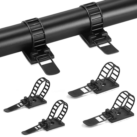ZACUDA 50 Stück Kabelclips Selbstklebende Kabelbinder Kunststoff Kabelklemme Einstellbare Kabelhalter Kabelbefestigung mit Klebstoff Unterlage für Netzkabel USB Ladekabel (11.5 * 2.1 cm/11.3 * 1.8cm)