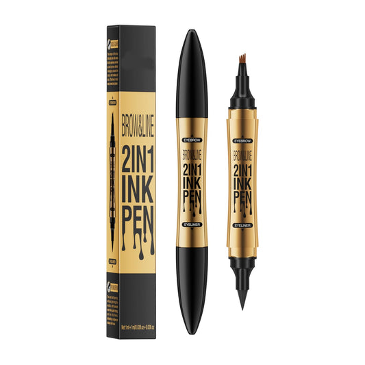 77Tkiop 2-in-1 magischer Augenbrauenstift – Augenbrauenstift mit 2 Enden, 4 Gabelspitzen, Make-up-Werkzeug für Augenbrauen, Eyeliner, Haaransatz, langlebig, wasserfest, wischfest (03#Grau)