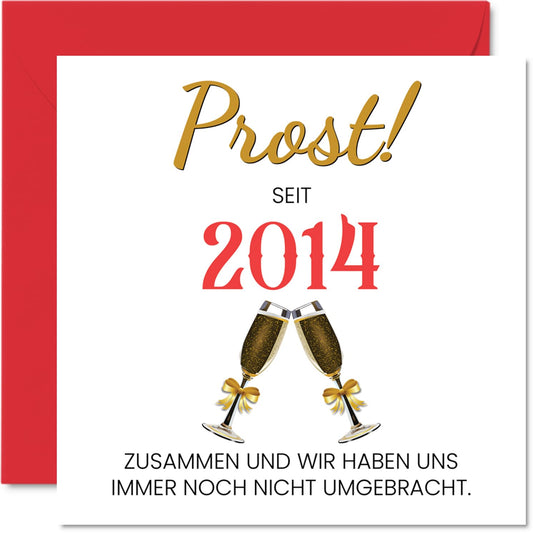 11. Hochzeitstag Karte Liebe - Prost! Seit 2014-11 Jahrestag Karte Hochzeitstag Geschenke für Mein Mann Ehemann Meine Frau Ehefrau, 145mm Lustig Glückwunschkarten