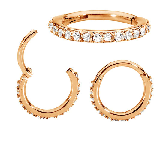 365 SLEEPERS Chirurgenstahl 16G 7 mm - 14 mm Edelstein Scharnier Segmentring Helix Tragus Septum Nase Hoop Huggie Sleeper Ohrring Körperpiercing Schmuck, Edelstahl