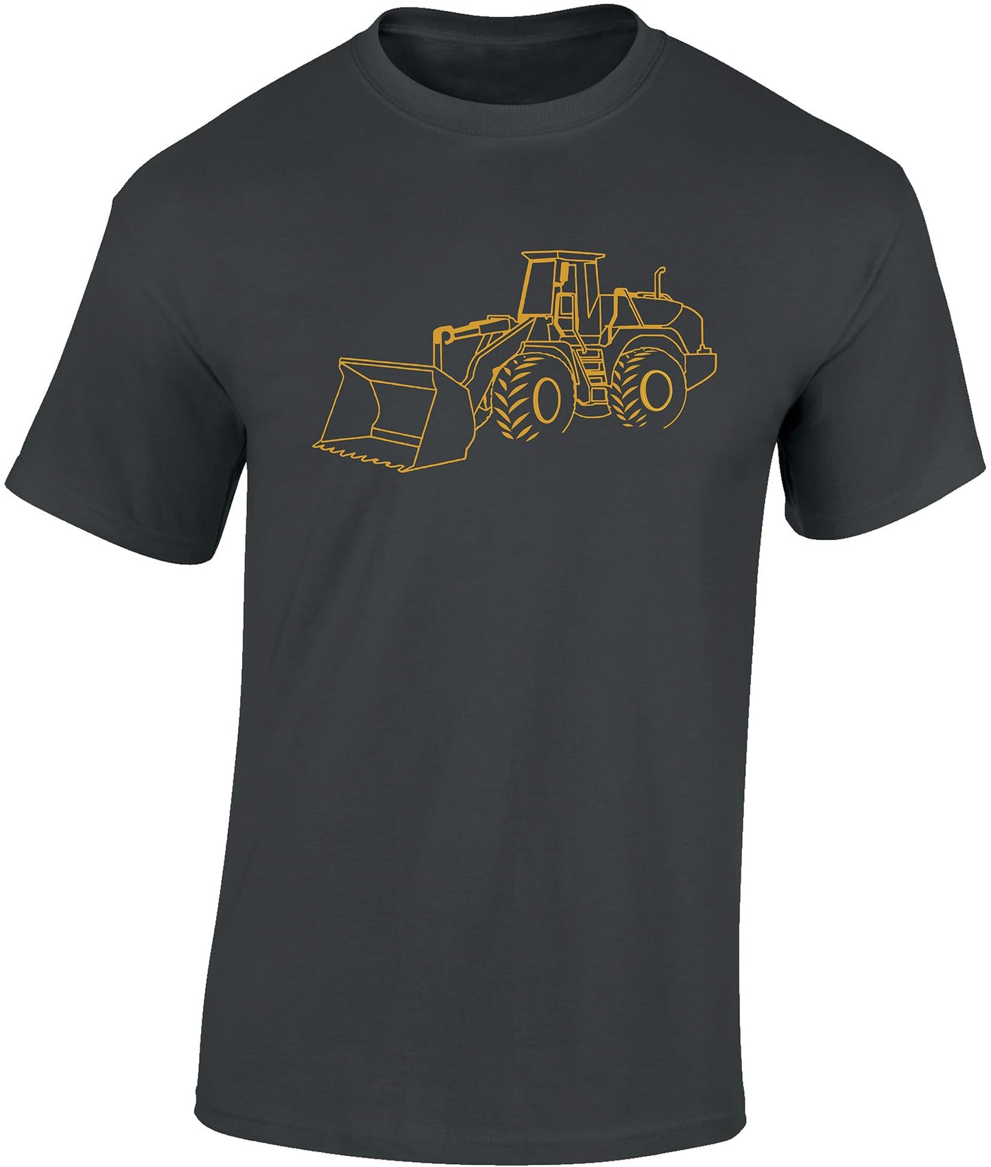 (A) T-Shirt für Jungen - Radlader - Bagger Tshirt Kinder - Workwear Junge - Baustelle Shirt (Grau 128)