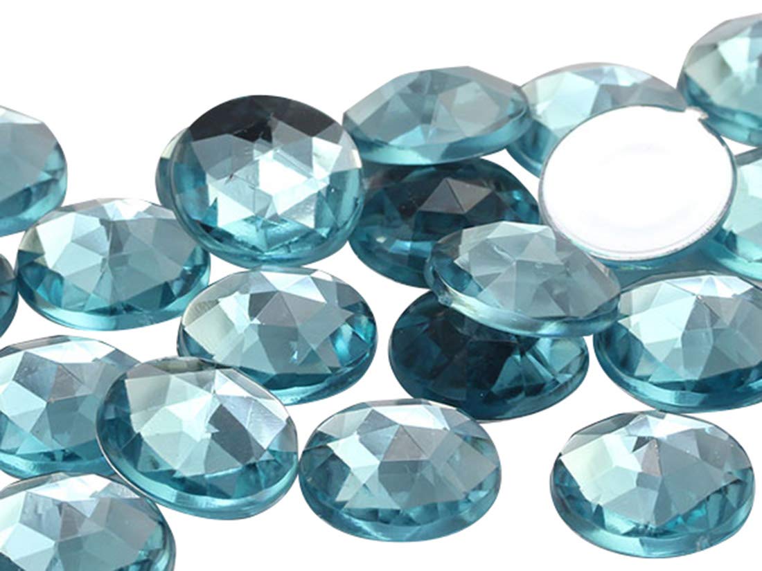 15mm Aqua Lite .QR120 Flat Back Round Acrylic Jewels Pro Grade - 40 Pieces by Allstarco