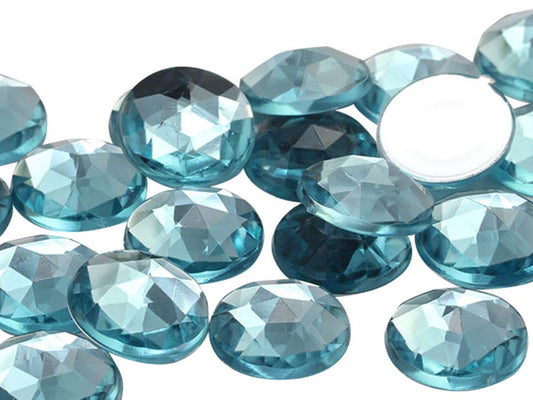 15mm Aqua Lite .QR120 Flat Back Round Acrylic Jewels Pro Grade - 40 Pieces by Allstarco