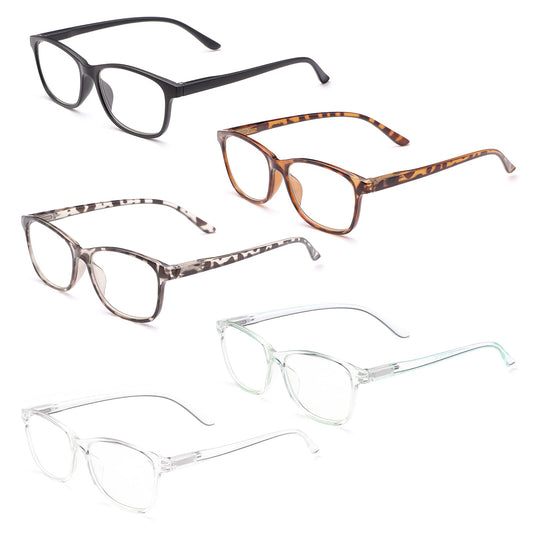 YIMI 5er-Pack Lesebrille Blaulichtfilter Brille für Damen und Herren Federscharnier Lesehilfe Blendfreie UV Leichte Brille Komfortabel Mode Leser Klare Linse Anti-Blaulicht Gegen UV, Anti-Ermüdung