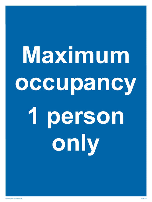 5 Stück – Maximalbelegung 1 Person Only Schild – 150 x 200 mm – A5P