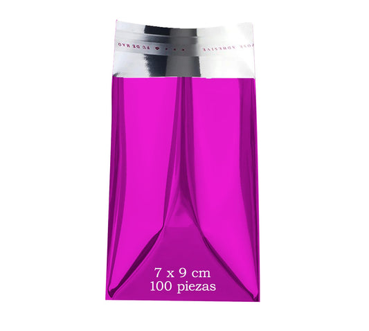 100 Metallic-Umschläge, Fuchsia, mit selbstklebendem Verschluss, Metallic-Beutel, farbig, für Geschenke, Büro und Einladungen, Hochzeitsgäste, Eventkarten (Fuscia Glanz, 7 x 9 cm (100 Stück))