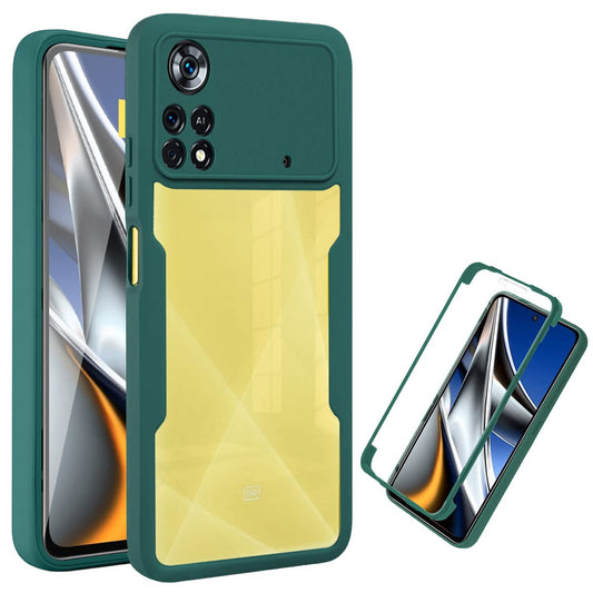 Ysnzaq Hülle für Xiaomi Poco X4 Pro 5G, 360 Grad Ganzkörper Schutz Stoßfest TPU Handyhülle mit Eingebautem Displayschutz Bumper Schutzhülle für Xiaomi Poco X4 Pro 5G.QS Green