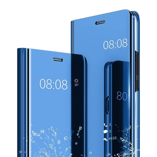 Ysnzaq Hülle Case für Samsung Galaxy S10 Plus, Bookstyle Clear View Standing Cover 360 Grad Spiegel Flip Folio Hülle mit Standfunktion Handyhülle für Samsung Galaxy S10+ / S10 Plus.Mirror Blue