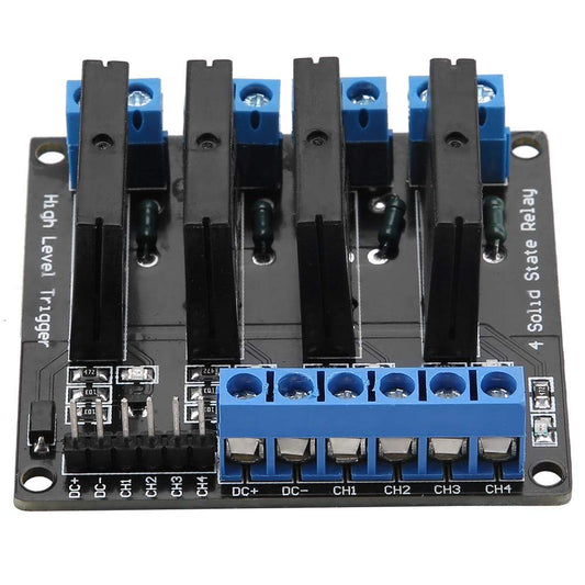 4 Kanäle Halbleiterrelaismodul DC-AC 5V 2A Hochpegelauslöser mit Sicherung