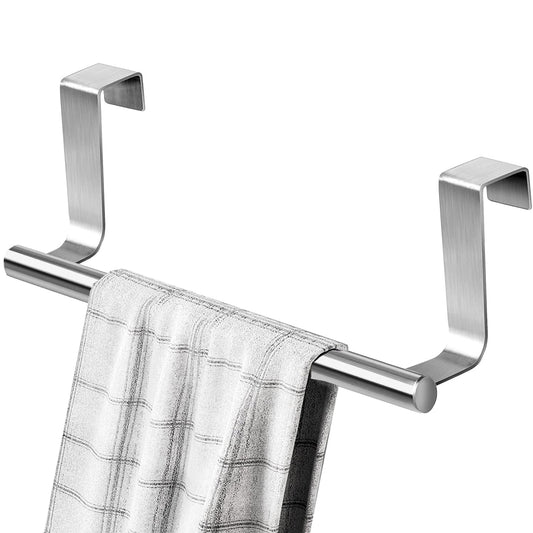 Yitobici Handtuchhalter,23CM Türhandtuchhalter Küche,Geschirrtuchhalter ohne Bohren,Handtuchstange Tür Einhängen für Badezimmer und Schlafzimmer (Silber)
