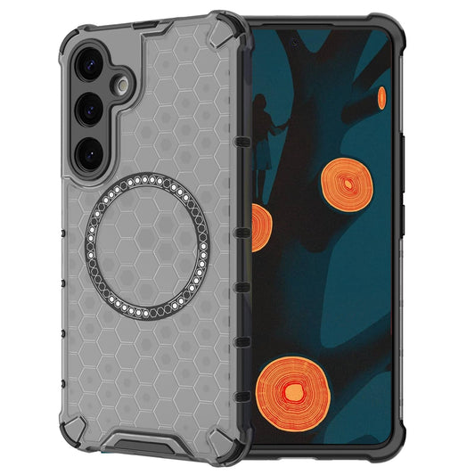 Ysnzaq Wabe Hülle für Samsung Galaxy S24 6.2", Militär Stoßfeste Protection Dünne Transparente Magnetisch Harter PC+Soft TPU Bumper Handyhülle für Samsung Galaxy S24. Honeycomb Black