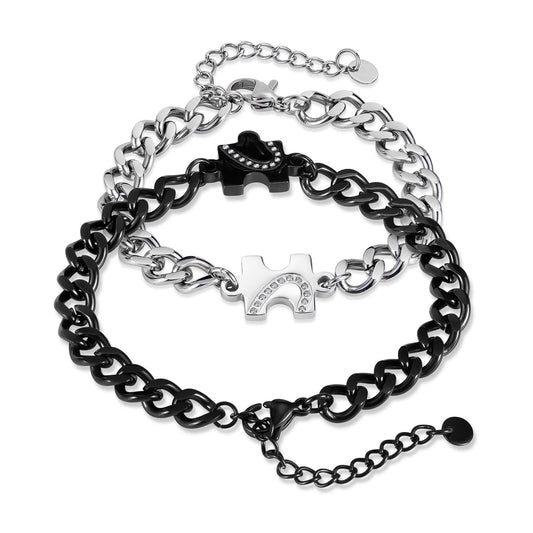 1 Paar Partnerarmbänder, Paar Armbänder, Partner Geschenke Verstellbare Armbänder für Paare, Puzzle Pärchen Armband für Jubiläen, Weihnachten, Geburtstagsgeschenke, Hochzeit Geburtstag Valentinstag