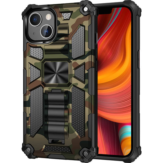 Ysnzaq Hülle für iPhone 13 Pro Max,[Military Grade Schutz] Handyhülle Bumper Case 360 Grad Ring Halter Camouflage Kratzfest Schutzhülle Cover für iPhone 13 Pro Max 6.7 inch YH Army Green.