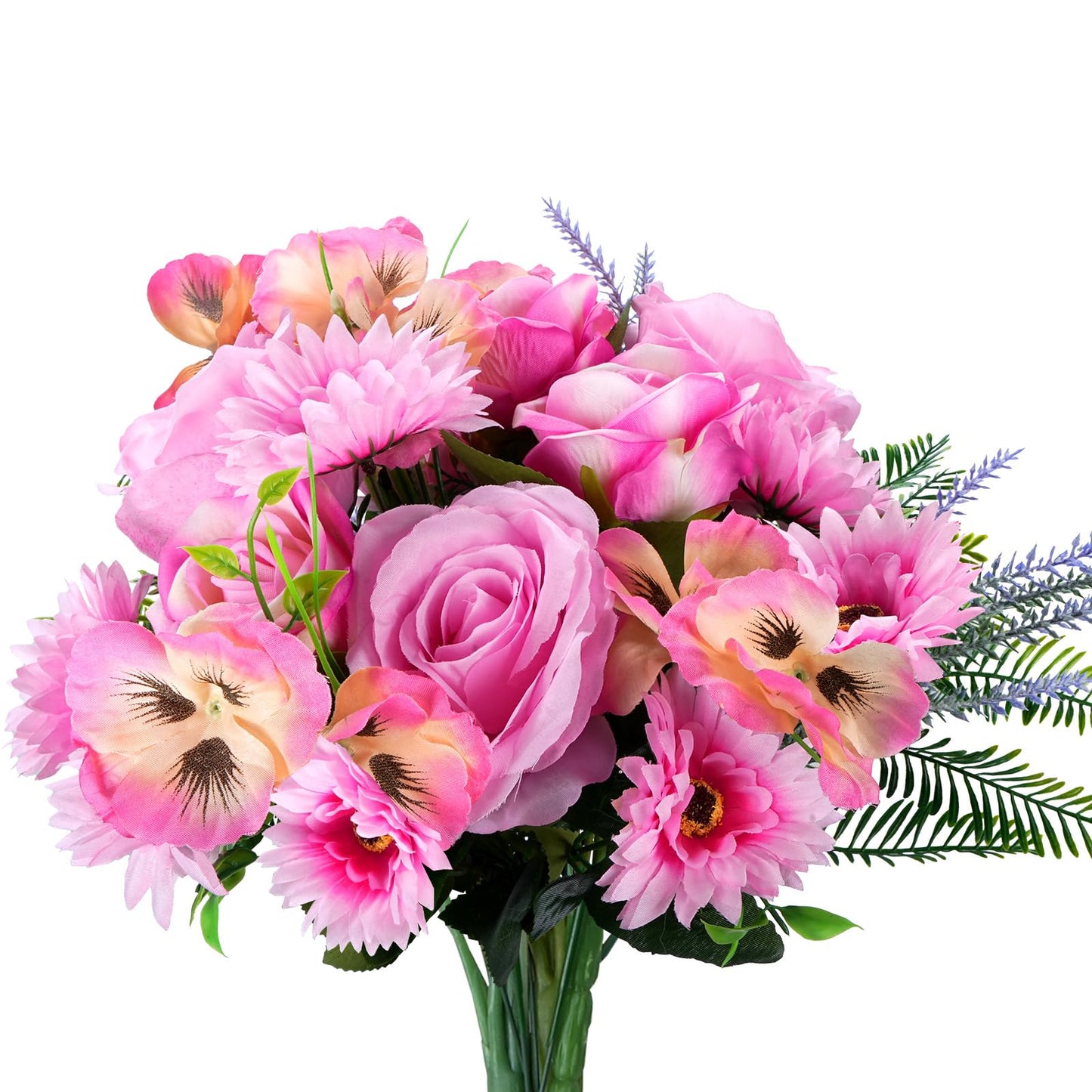 Zythrem Rosa Rose Kunstblumen wie Echt Pflanzen Blumen Fake Blumen Deko Blumen Rosa Künstlich Kunst Blumen Kunstblumenstrauss Eukalyptus Hortensien für DIY Blumenstrauß Brautstrauß Hochzeit