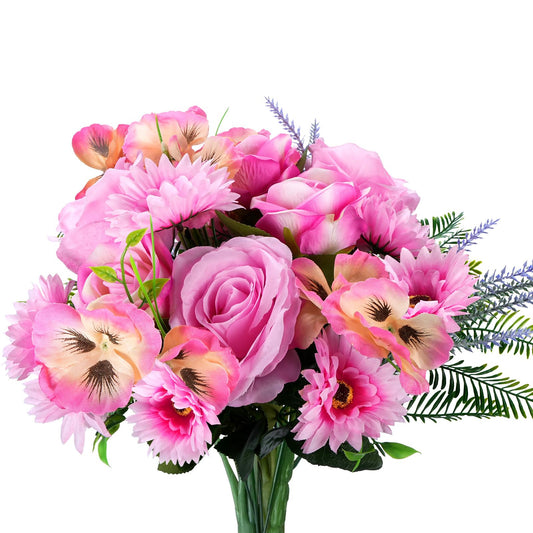 Zythrem Rosa Rose Kunstblumen wie Echt Pflanzen Blumen Fake Blumen Deko Blumen Rosa Künstlich Kunst Blumen Kunstblumenstrauss Eukalyptus Hortensien für DIY Blumenstrauß Brautstrauß Hochzeit