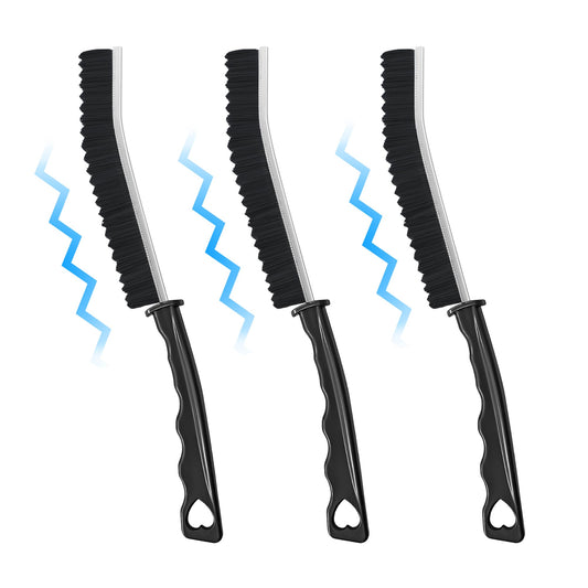 3 Stück Hartborsten Eckenreinigungsbürste - Gezackte fugenbürste Bad 2. Gen. Ergonomische Spaltreinigungsbürste - Vielseitige Fugenreinigungsbürste für Küche (Schwarz 3 stück)