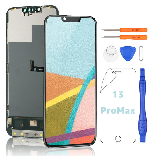 Yodoit für iPhone 13 Pro Max 6.7 Zoll LCD Bildschirm FHD Touch Display Digitizer mit Reparatur Kit, Schutzfolie, Kompatibel mit Modell A2484, A2641, A2644, A2645, A2643