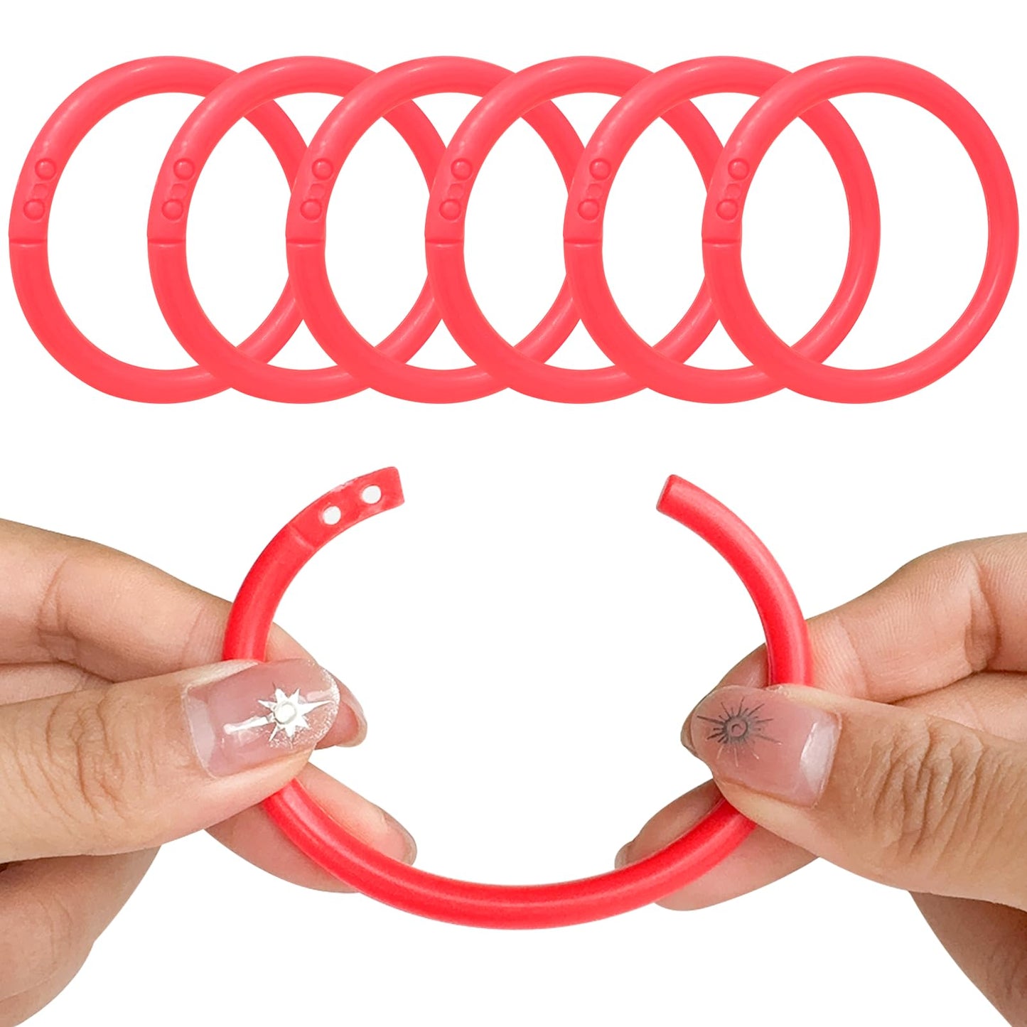 24 Stück Duschvorhang Ringe,Kunststoff Duschvorhang Haken,Vorhang Aufhängeringe,Ringe für Duschvorhang in C-Form,für die Meisten Duschvorhänge Geeignet ist(rot)