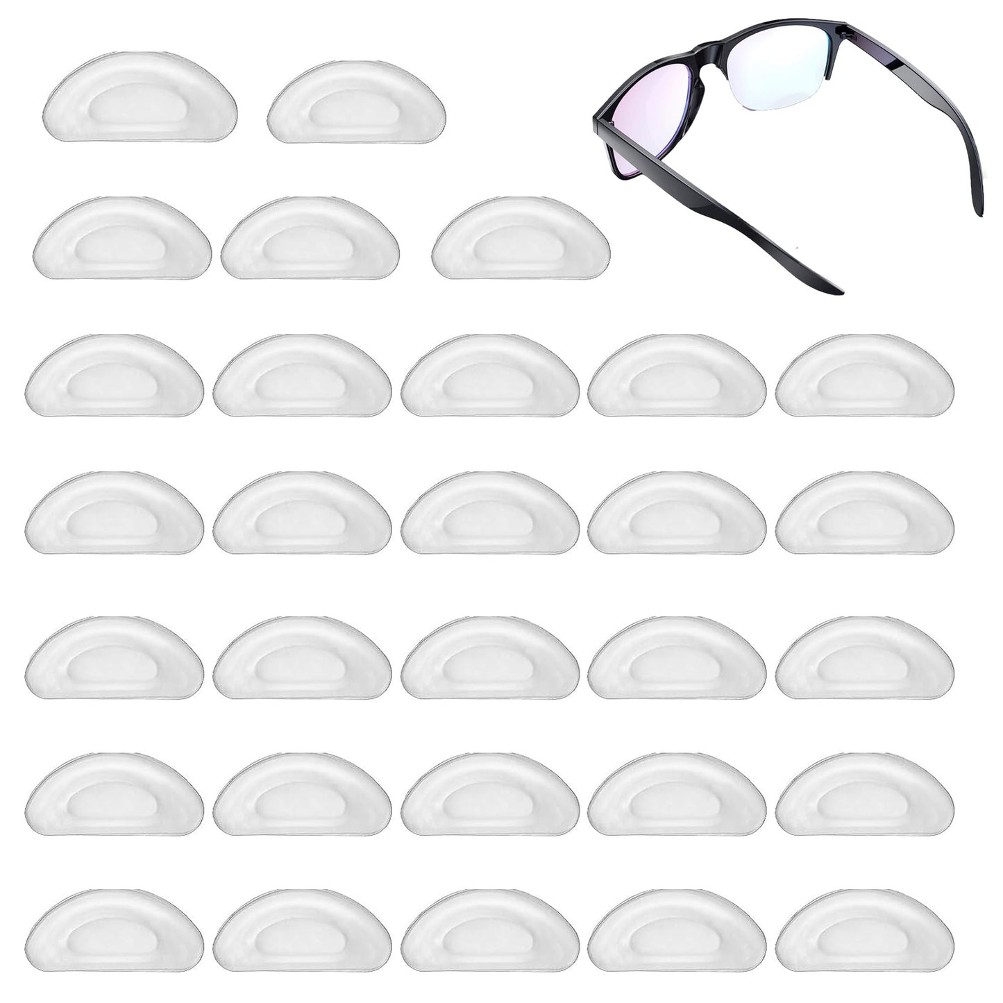 30er-Set selbstklebende Nasenpads Brille, rutschfeste Brillen-Nasenpads, geeignet für Brillen, Sonnenbrillen, Silikon-Anti-Rutsch-Nasenpads Brille selbstklebend bequem (transparent)