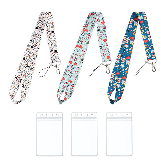 3 Stück Schlüsselbänder Für Krankenschwestern, 3 Stück Kartenhalter, Bunte Schlüsselbänder Mit Kartenclips, Personalisierte Schlüsselbänder, Krankenschwester-Accessoires