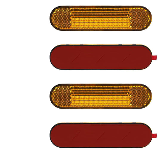 4er Set Motorrad und Fahrrad Reflektoren, Selbstklebende Rückstrahler in Gelb, Rechteckig, Maße 100 x 24 x 8mm, E4-zertifiziert, Geeignet für Scooter, Lastwagen und Traktoren, rückstrahler motorrad
