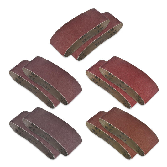 10 Stück Professional Schleifbänder, 75 x 533mm Handschleifer Schleifband, 2 X Korn 60/240/400/600/800 Aluminiumoxid-Schleifbänder, Bandschleifpapier Zum Schleifen, Feilen, Schärfen und Entrosten