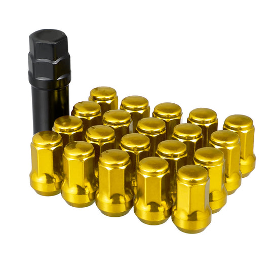 X AUTOHAUX 1 Satz Auto Lug Eichel Sechskant Radmutter M12x1.5 mit Steckschlüssel Gold Ton