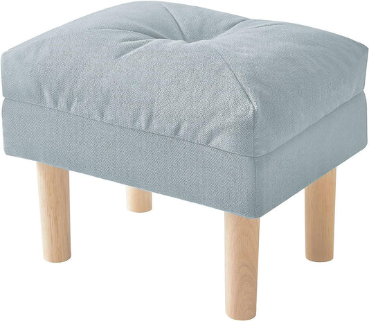 YMYNY Sitzhocker, Ottoman, Fußhocker mit weichem Sitzkissen, große Sitzfläche, 4 verdickte Holzbeine, im Nordischen Stil, für Schlafzimmer, Wohnzimmer, 40 x 29 x 32CM, Hellblau HBD023BL