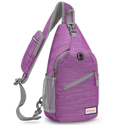 ZOMAKE Brusttasche Herren Diebstahlsicher 8L - Crossbody Bag Für Männer Frauen Herren Schultertasche Sling Bag Für Outdoor Radfahren Reisen Wandern(Violett gestreift)