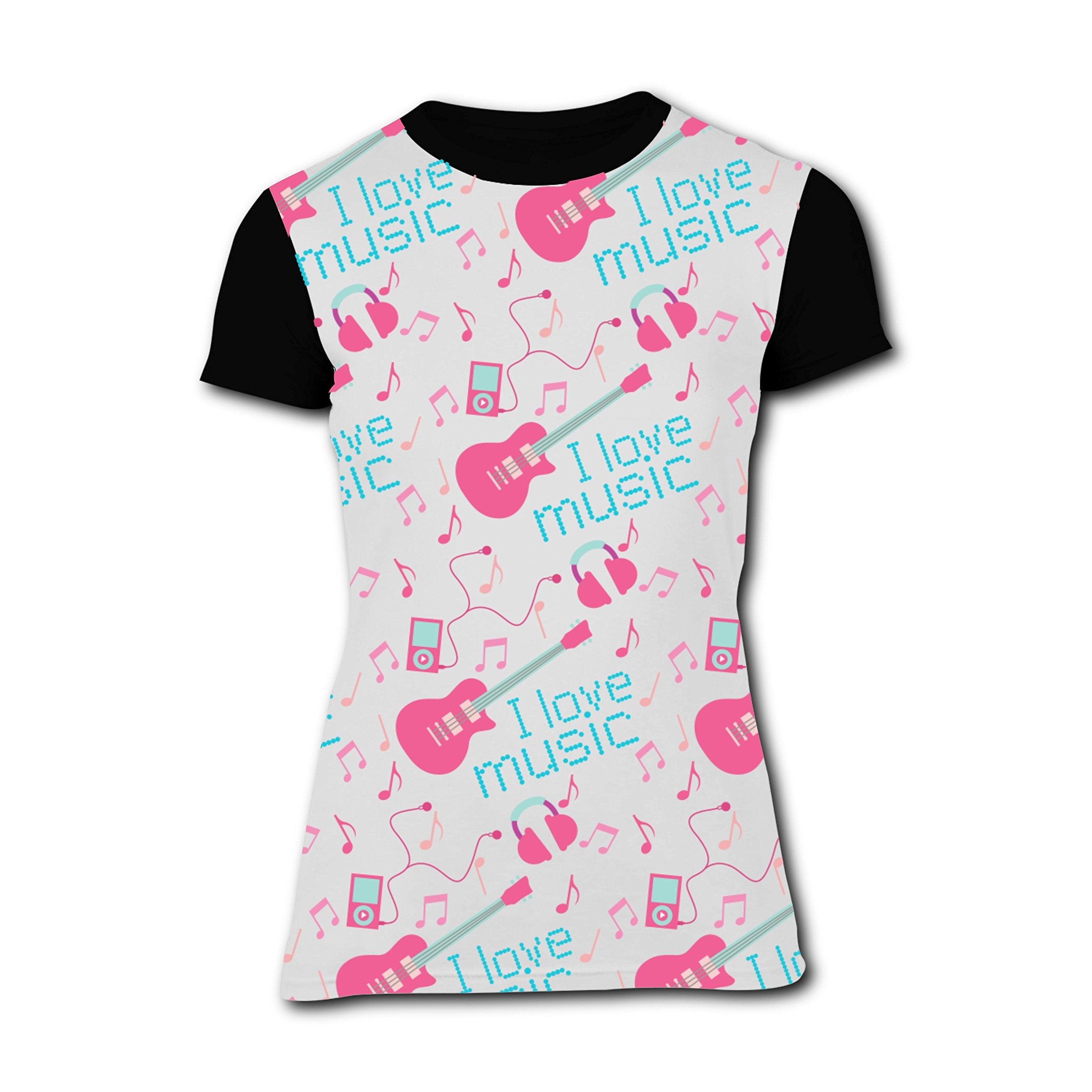 'Fashion I Love Music Womens Short Sleeve Leisure Style T-Shirts XXL
