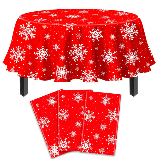 3 Packungen Weihnachten Tischtuch Weihnachten Schneeflocke Tischtuch Weiße Schneeflocken-Tischdecke Winter Wonderland Tischdecken Weihnachten Tischdekorationen Weihnachten Party Supplies 84 x 84 Zoll