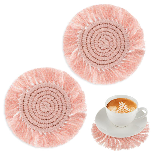 2 Stück Boho Untersetzer Rosa für Getränke Saugfähig Schreibtisch Couchtisch Glasuntersetzer Schreibtischdekoration für Tassen Baum Untersetzer Rund Einweihungsparty Heimdekoration