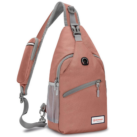 ZOMAKE Brusttasche Herren Diebstahlsicher 8L - Crossbody Bag Für Männer Frauen Herren Schultertasche Sling Bag Für Outdoor Radfahren Reisen Wandern(Rosa Neu)