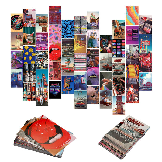 50 Stück Wandcollagen Aesthetic Deko Poster set Bilder Collage Wand Vintage Poster Bilder Aesthetic Verwendet für Wand Collage, Schlafzimmer Wohnheim ästhetik Deko und Mädchen Teenager Zimmer Deko
