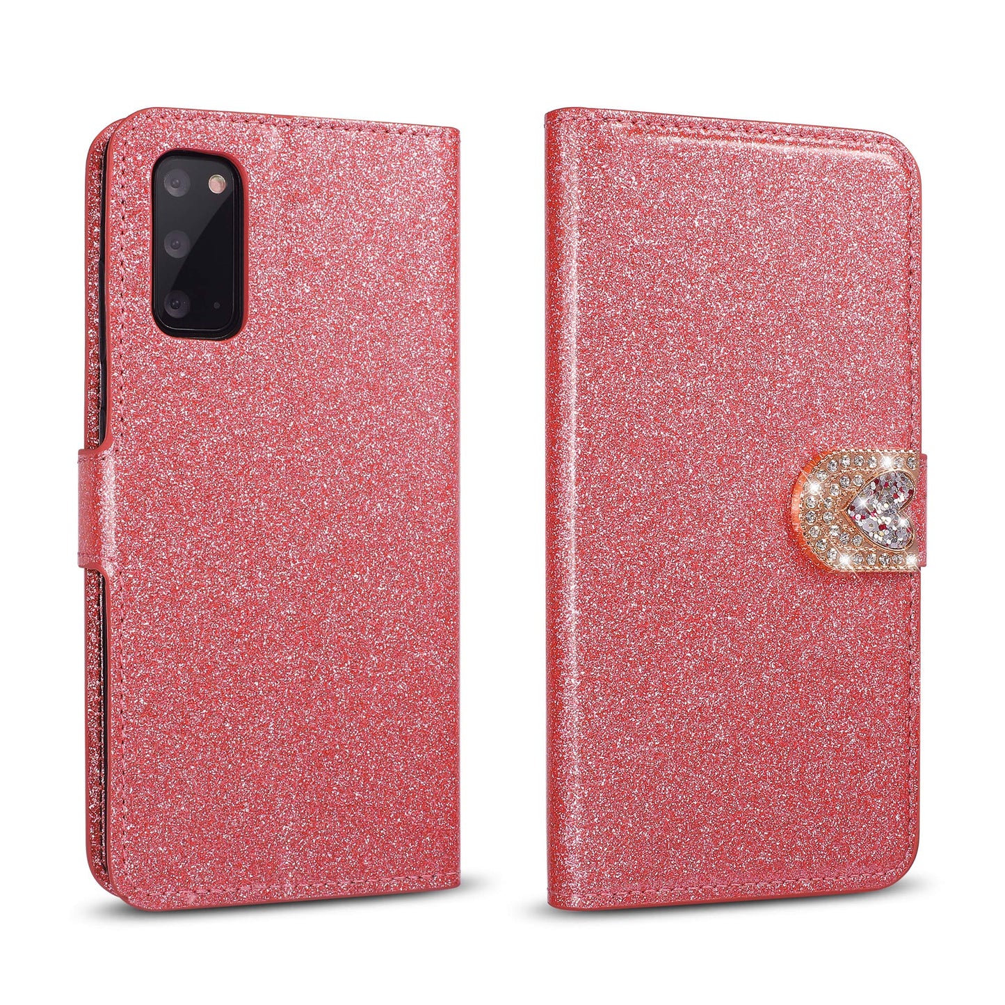 ZCDAYE Hülle für Galaxy S20 Ultra, Luxus Glitter [Magnetverschluss] PU Leder Flip Wallet [Liebe Diamant Buckle] [Kartensteckplätze] [Kickstand] Folio Soft-TPU-Hülle für Galaxy S20 Ultra - Rosa